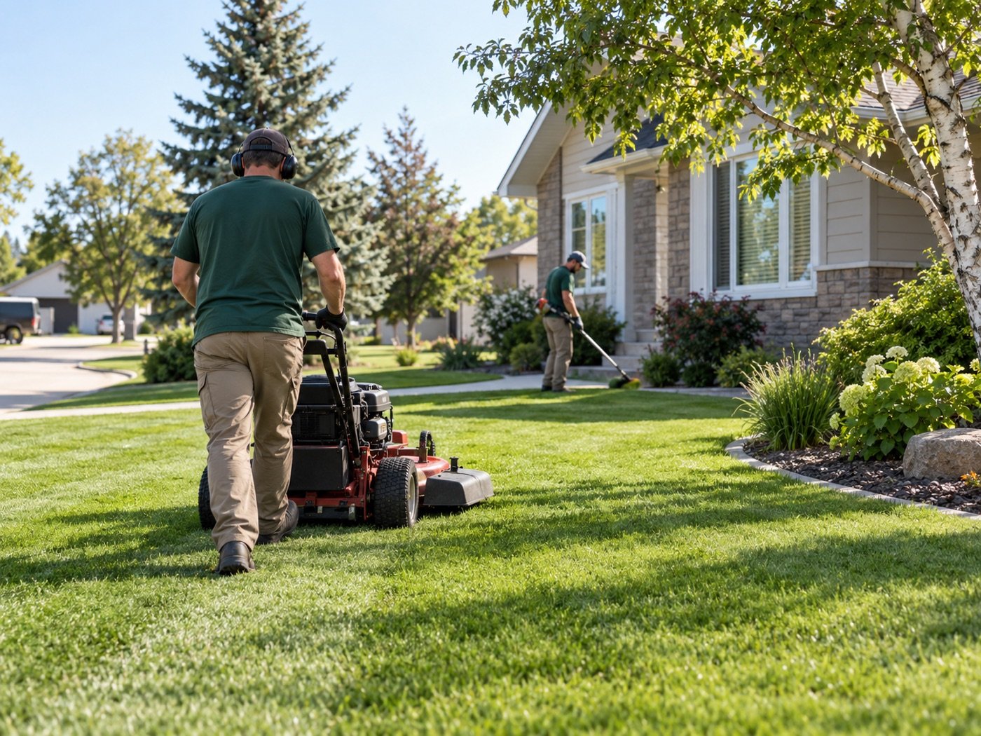 Representative example of professional lawn mowing and trimming