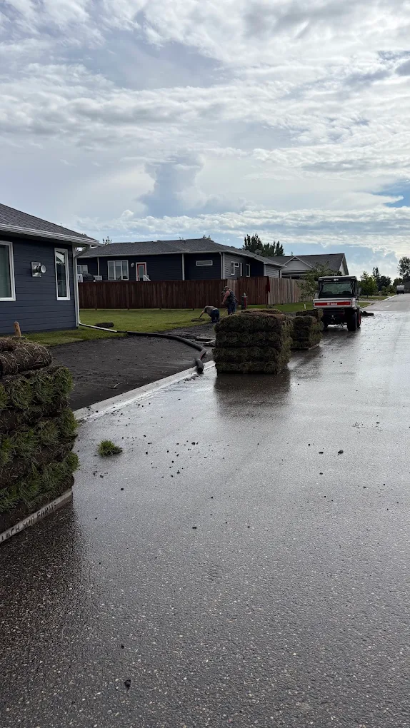 Real Turtle Mountain Lawn and Landscape project with sod and equipment